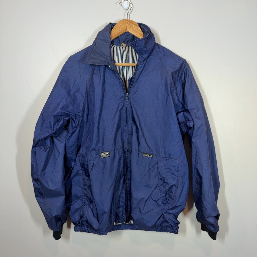 Howard Clark Gore-Tex Jacket Navy Blue Striped Lining SZ Medium Mens Windbreaker